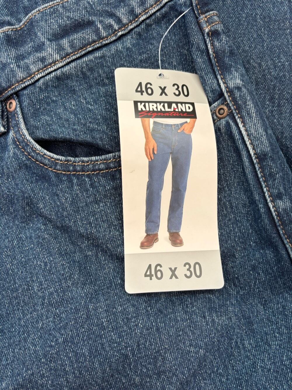 Kirkland Signature Men’s Relaxed Fit Jeans 46x30 Blue 100% Cotton NWT